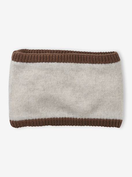 Chullo Jacquard Bear Hat, Snood & Mittens Set marl beige 