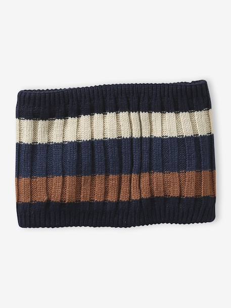 Tricolour Set for Boys: Beanie + Snood + Mittens/Gloves night blue 