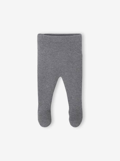 Set of 3 Knitted Items for Newborns: Cardigan + Trousers + Beanie marl grey+rose 