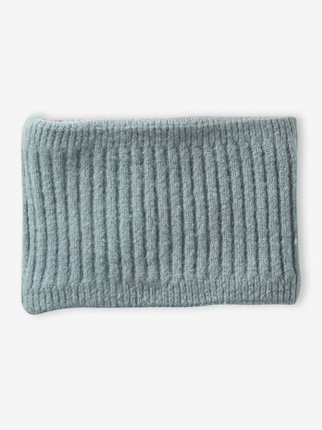 Beanie + Snood + Gloves/Mittens Set for Girls sage green 