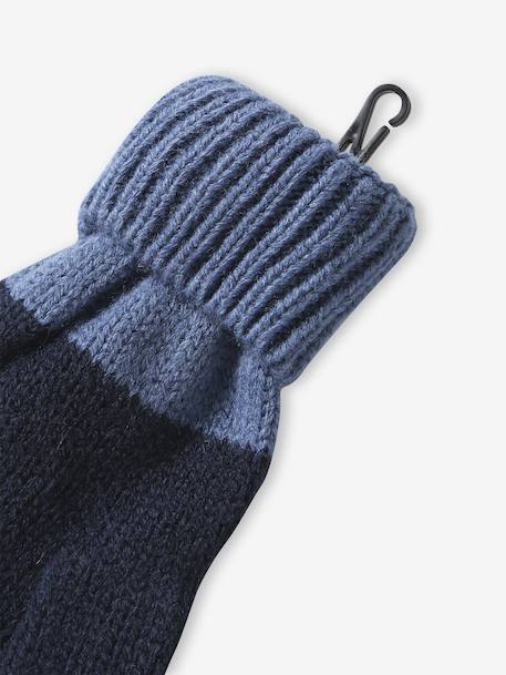 Boys' beanie + snood + mittens/gloves 'Monster' set navy blue 