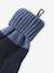 Boys' beanie + snood + mittens/gloves 'Monster' set navy blue 