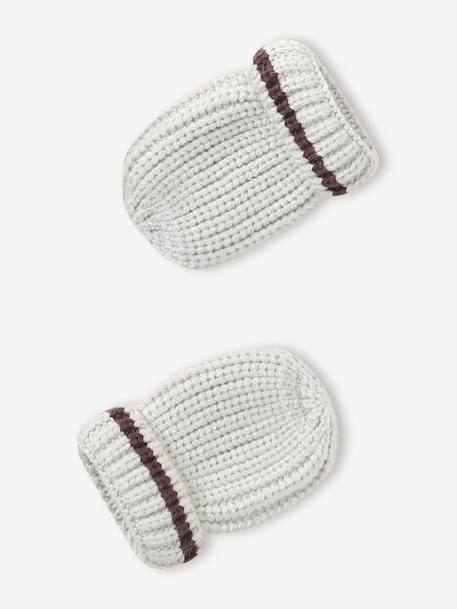 'Bear' Beanie, Snood & Mittens Set for Babies clay beige 
