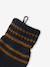 Striped Set for Boys: Beanie + Snood + Mittens/Gloves chambray blue+khaki 