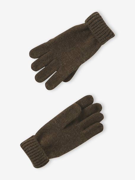Boys' beanie + snood + mittens/gloves 'Outdoor' set grey blue+khaki 