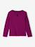 Long-Sleeved Ribbed Knit T-Shirt for Girls navy blue+purple clover 