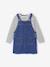 Denim Dungaree Dress & Striped T-Shirt Set for Girls medium blue 