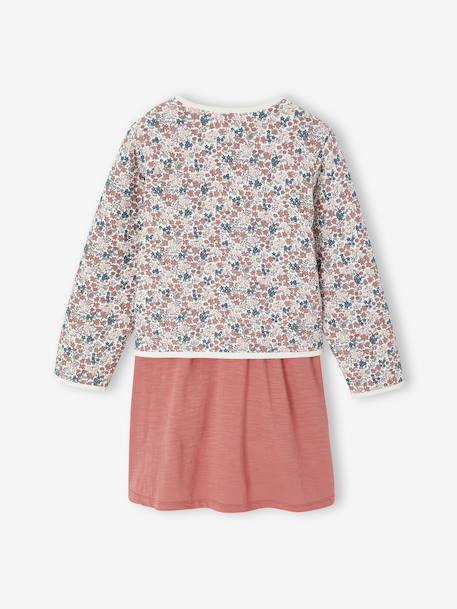 Dress & Quilted Jacket Set for Girls anthracite+dusky pink 