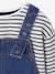 Denim Dungaree Dress & Striped T-Shirt Set for Girls medium blue 