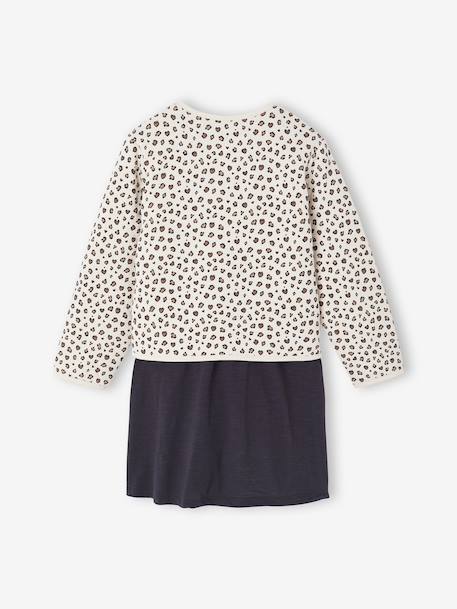 Dress & Quilted Jacket Set for Girls anthracite+dusky pink 