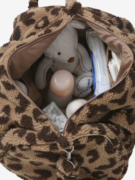 Changing Bag, Baby Roll in Plush Fabric BEIGE LIGHT SOLID+coffee 