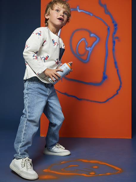 Long-Sleeved T-Shirt with a HAPPY LA Print for Boys printed white 