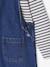 Denim Dungaree Dress & Striped T-Shirt Set for Girls medium blue 
