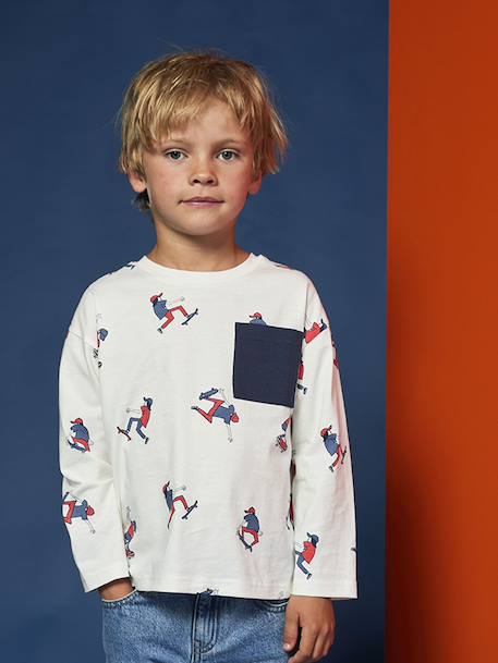 Long-Sleeved T-Shirt with a HAPPY LA Print for Boys printed white 