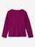 Long-Sleeved Ribbed Knit T-Shirt for Girls navy blue+purple clover 