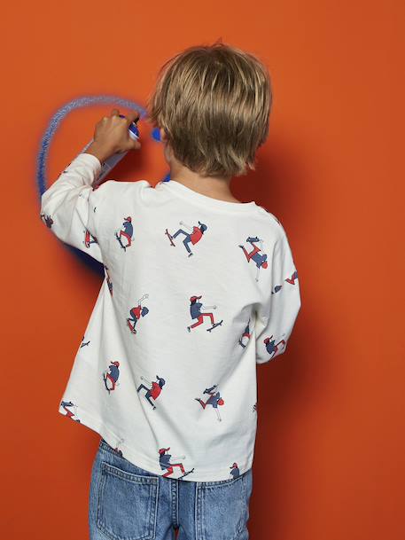 Long-Sleeved T-Shirt with a HAPPY LA Print for Boys printed white 