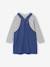 Denim Dungaree Dress & Striped T-Shirt Set for Girls medium blue 