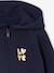 Girls' hooded sports zip-up sweatshirt navy blue+rose+sage green 