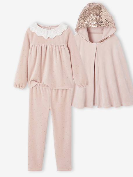 Pyjamas with Sequinned Cape for Girls rosy 