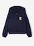 Girls' hooded sports zip-up sweatshirt navy blue+rose+sage green 