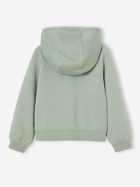 Girls' hooded sports zip-up sweatshirt navy blue+rose+sage green 
