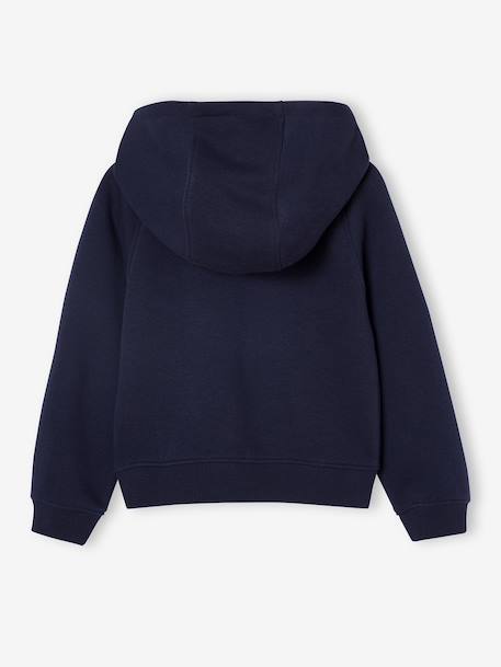Girls' hooded sports zip-up sweatshirt navy blue+rose+sage green 