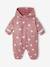 Fleece-lined baby's hooded printed rainsuit old rose+vanilla 