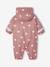 Fleece-lined baby's hooded printed rainsuit old rose+vanilla 