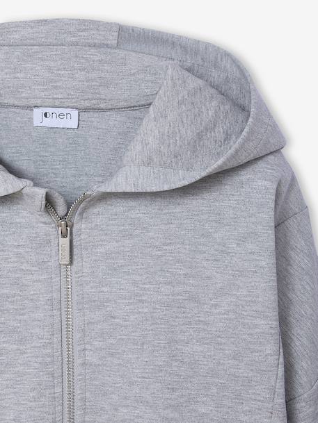 Zip-Up Hooded Sweatshirt for Girls, JONEN marl grey 
