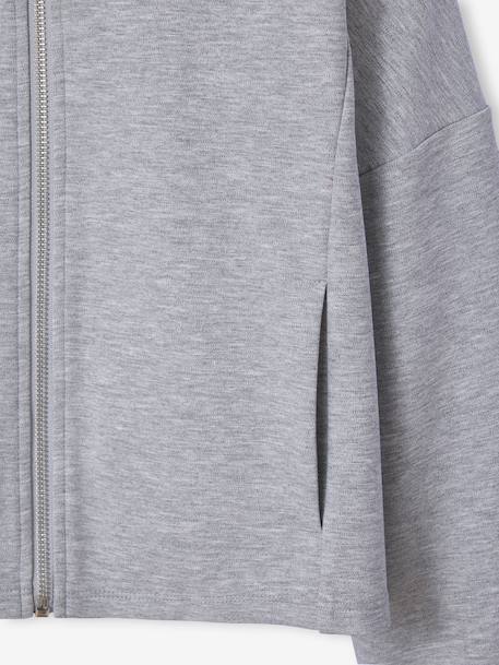 Zip-Up Hooded Sweatshirt for Girls, JONEN marl grey 