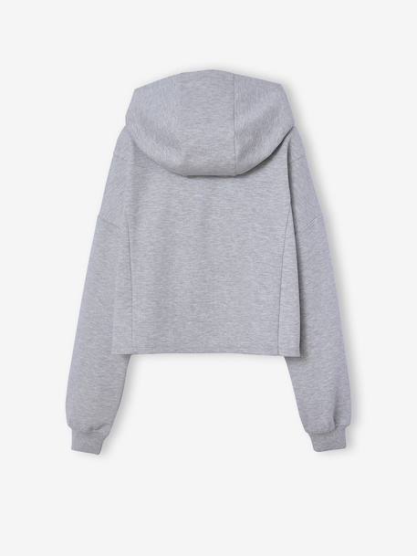 Zip-Up Hooded Sweatshirt for Girls, JONEN marl grey 