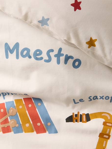 MUSIQUE LEXIQUE duvet cover set + pillowcase with recycled cotton printed white 