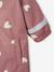 Fleece-lined baby's hooded printed rainsuit old rose+vanilla 