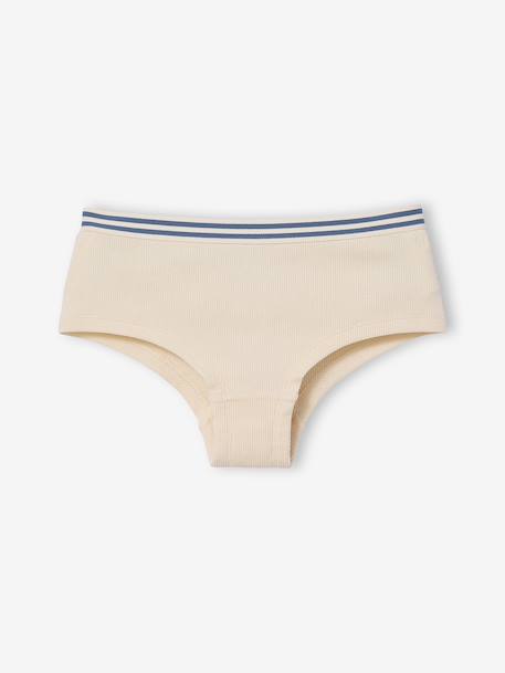 Pack of 5 plain girl's JONEN shorties ecru 