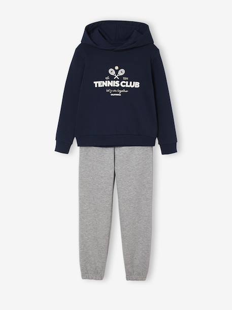 Hooded Sweatshirt & Joggers Sportswear Set for Girls navy blue 