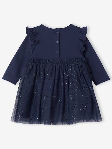 Baby girl's Christmas dress with glittery tulle underskirt - navy blue, Baby  | Vertbaudet
