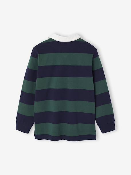 Striped Polo Shirt for Boys aqua green+green+marl grey+navy blue+ochre 