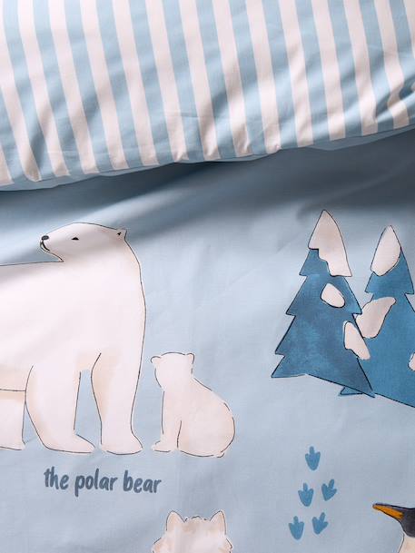 PÔLE NORD duvet cover set + pillowcase for children, with recycled cotton ocean blue 