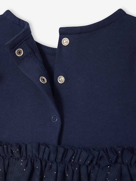 Baby girl's Christmas dress with glittery tulle underskirt navy blue 