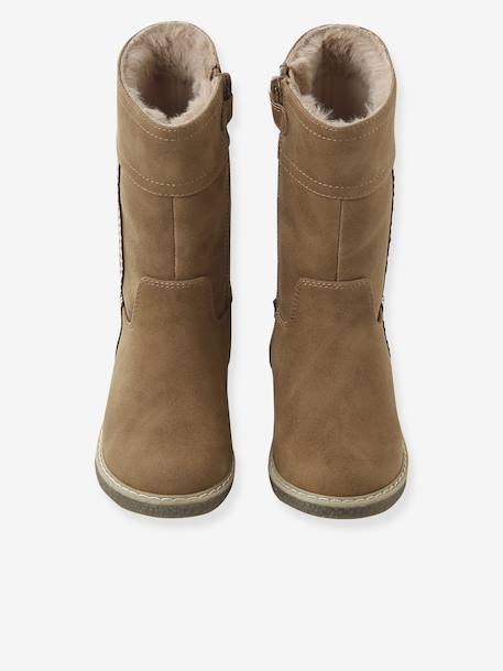 Faux-Fur Lined Zip-Up Boots for Girls camel 