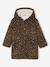 Leopard Print Wool Blend Hooded Coat for Girls brown 