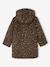 Leopard Print Wool Blend Hooded Coat for Girls brown 
