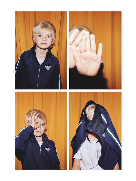 Boys' long-sleeved sweatshirt with high neck navy blue 