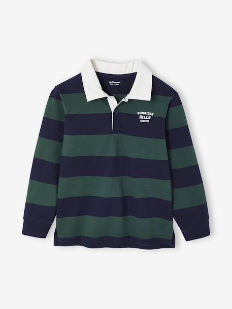Striped Polo Shirt for Boys aqua green+green+marl grey+navy blue+ochre 