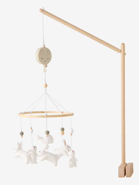 Rabbit Musical Mobile for Cot wood 