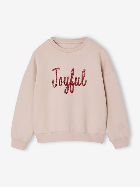 Christmas Sweatshirt with Sequinned Message for Girls rosy 