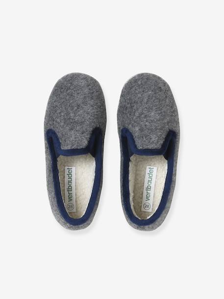 Elasticated Velour Slippers for Children blue+grey 