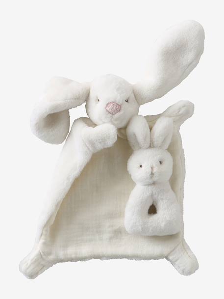 Soft RABBIT Rattle grey+white 