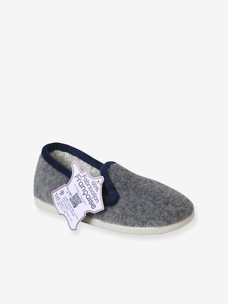 Elasticated Velour Slippers for Children blue+grey 
