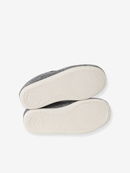 Elasticated Velour Slippers for Children blue+grey 